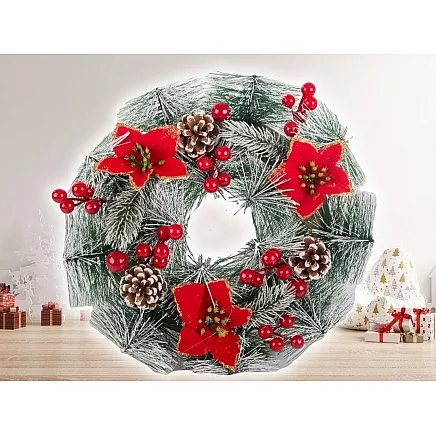 Ziemassvētku Adventes Durvju Vainags, 20 cm