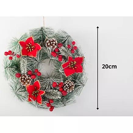 Ziemassvētku Adventes Durvju Vainags, 20 cm