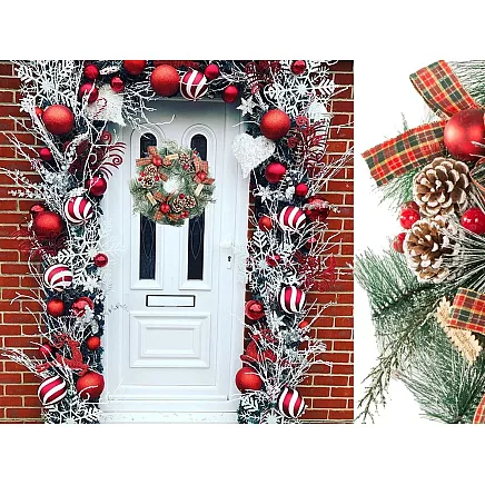 Ziemassvētku Adventes Durvju Vainags, 40 cm