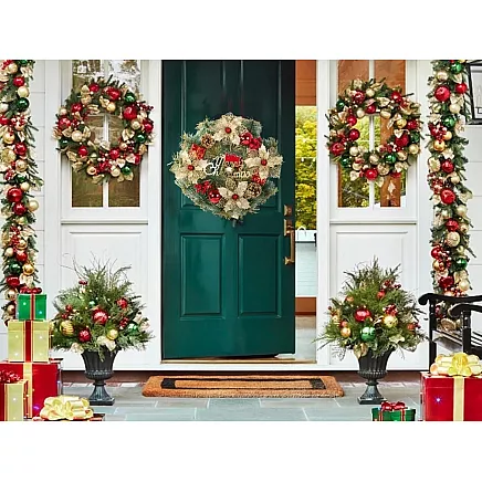 Ziemassvētku Adventes Durvju Vainags, 40 cm