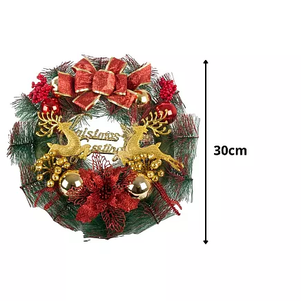 Ziemassvētku Adventes Durvju Vainags, 30 cm