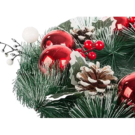 Ziemassvētku Adventes vainags dekoratīvs sarkans un balts 30cm