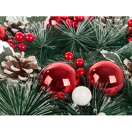 Ziemassvētku Adventes vainags dekoratīvs sarkans un balts 30cm