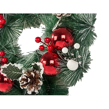 Ziemassvētku Adventes vainags dekoratīvs sarkans un balts 30cm