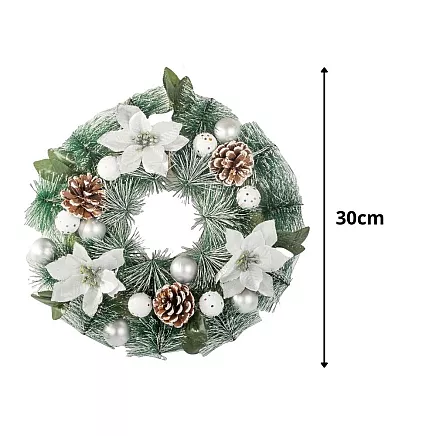 Ziemassvētku Adventes Durvju Vainags, 30 cm