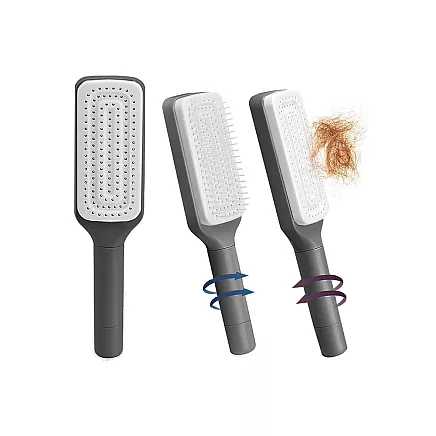 Self-cleaning hair brush for combing anti-static combing