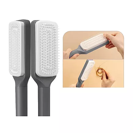 Self-cleaning hair brush for combing anti-static combing