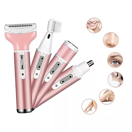 Depilator womens body shaver legs trimmer 4in1 interchangeable tips usb