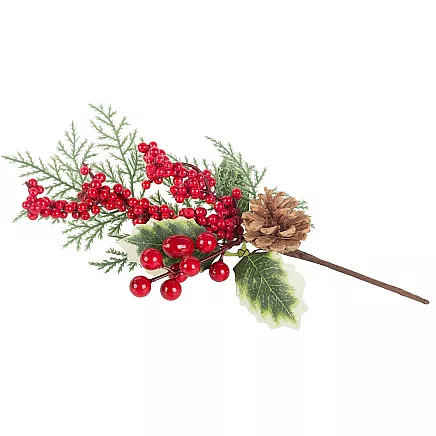 Ziemassvētku Dekoratīvā Zars ar Pīlādžiem, 28 cm