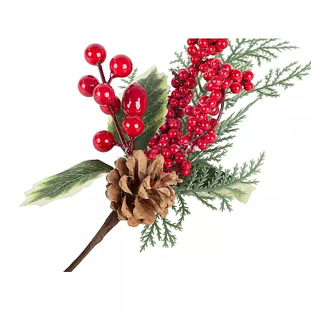 Ziemassvētku Dekoratīvā Zars ar Pīlādžiem, 28 cm