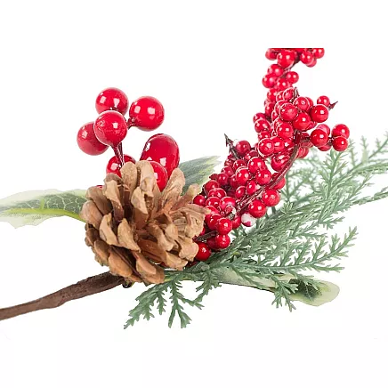 Ziemassvētku Dekoratīvā Zars ar Pīlādžiem, 28 cm