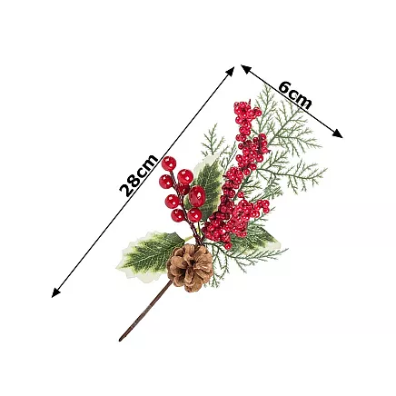 Ziemassvētku Dekoratīvā Zars ar Pīlādžiem, 28 cm