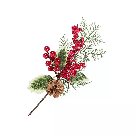 Ziemassvētku Dekoratīvā Zars ar Pīlādžiem, 28 cm