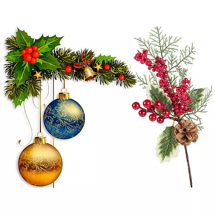 Ziemassvētku Dekoratīvā Zars ar Pīlādžiem, 28 cm