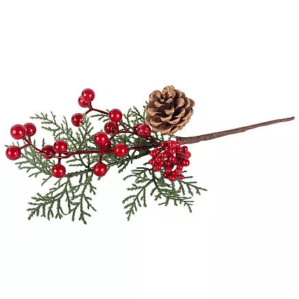 Ziemassvētku Dekoratīvā Zars ar Pīlādžiem, 28 cm