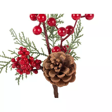 Ziemassvētku Dekoratīvā Zars ar Pīlādžiem, 28 cm