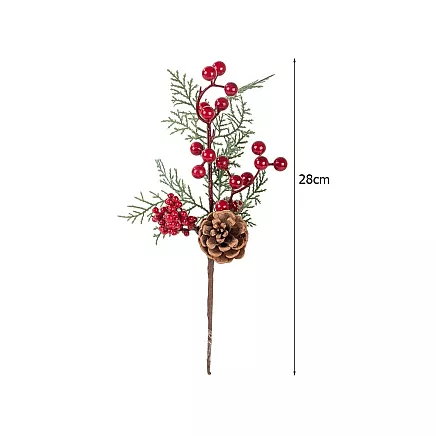 Ziemassvētku Dekoratīvā Zars ar Pīlādžiem, 28 cm