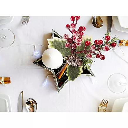 Ziemassvētku Dekoratīvā Zars ar Pīlādžiem, 22 cm