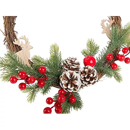 Ziemassvētku Adventes Durvju Vainags, 25x30 cm