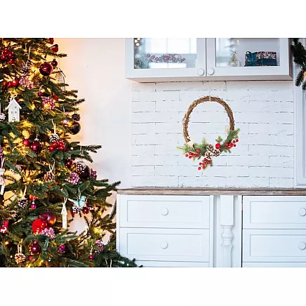 Ziemassvētku Adventes Durvju Vainags, 25x30 cm