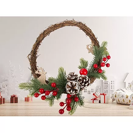 Ziemassvētku Adventes Durvju Vainags, 25x30 cm