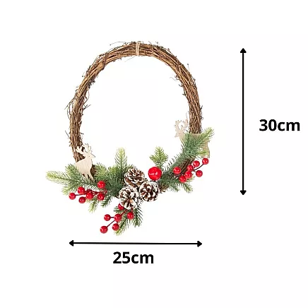 Ziemassvētku Adventes Durvju Vainags, 25x30 cm