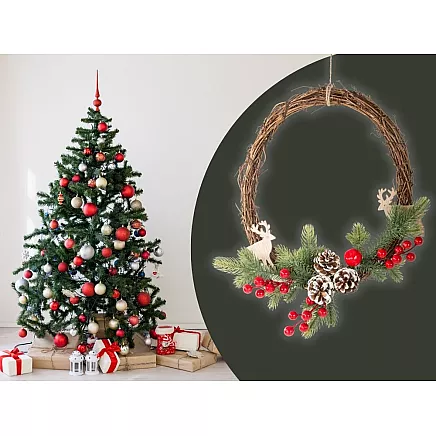 Ziemassvētku Adventes Durvju Vainags, 25x30 cm