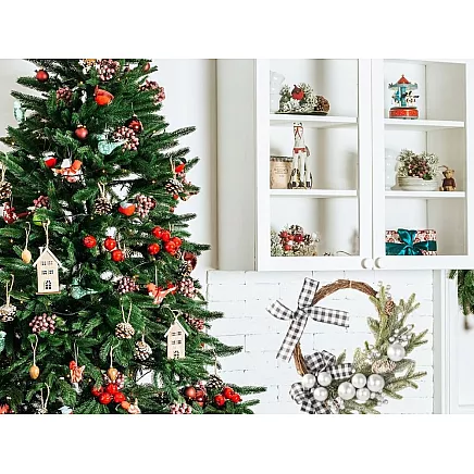 Ziemassvētku vainags durvju sienas dekors