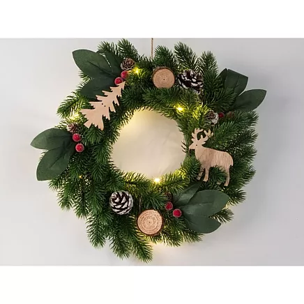 LED Ziemassvētku Adventes vainags durvju galda rotājums 20cm