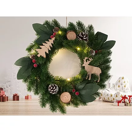 LED Ziemassvētku Adventes vainags durvju galda rotājums 20cm