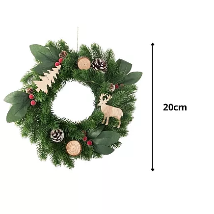 LED Ziemassvētku Adventes vainags durvju galda rotājums 20cm