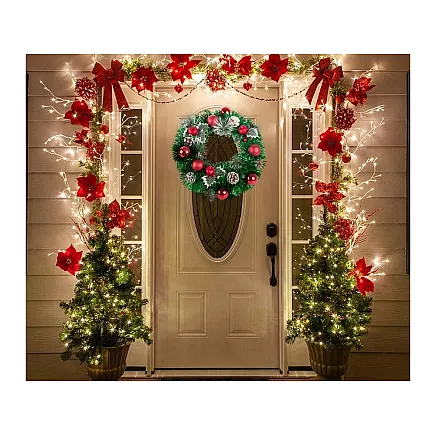 Ziemassvētku Adventes Durvju Vainags, 35 cm