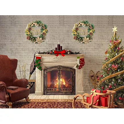 Ziemassvētku Adventes Durvju Vainags, 40 cm