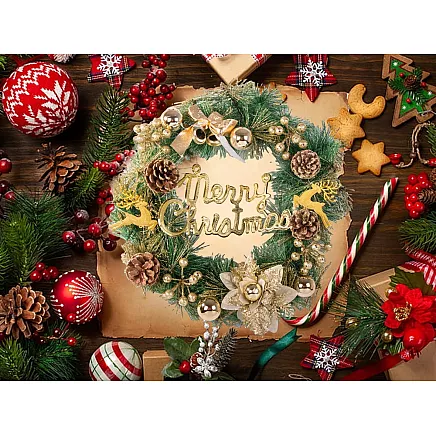 Ziemassvētku Adventes Durvju Vainags, 40 cm