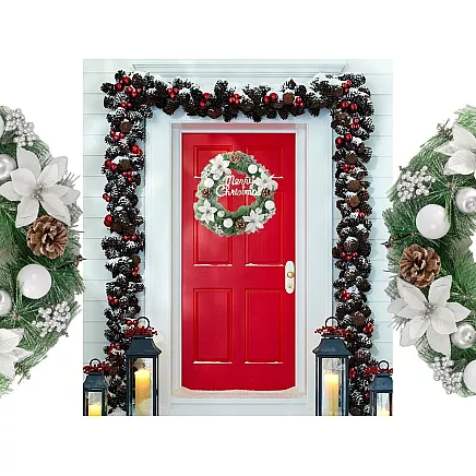 Ziemassvētku Adventes Durvju Vainags, 40 cm