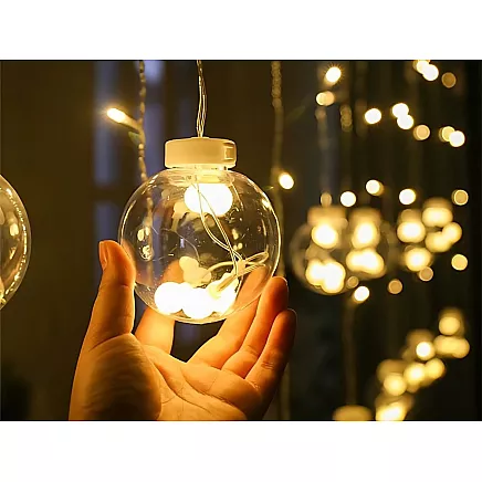 Ziemassvētku Aizkars, Virtene, Lampiņas, 138 LED, IP44, Silti Balts