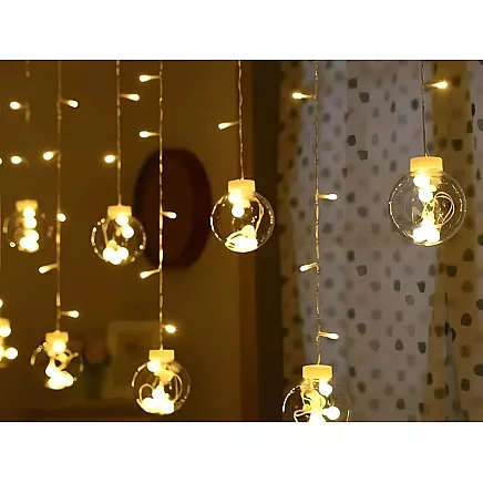 Ziemassvētku Aizkars, Virtene, Lampiņas, 138 LED, IP44, Silti Balts