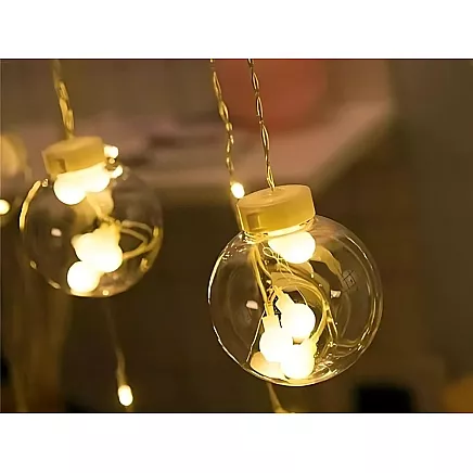 Ziemassvētku Aizkars, Virtene, Lampiņas, 138 LED, IP44, Silti Balts