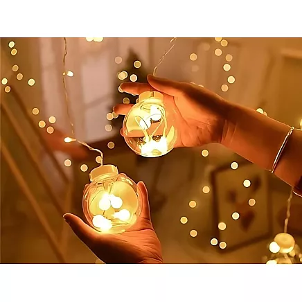 Ziemassvētku Aizkars, Virtene, Lampiņas, 138 LED, IP44, Silti Balts