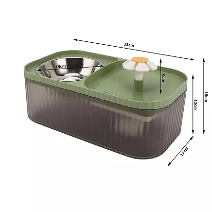 Automātiska mājdzīvnieku ūdens strūklaka ar filtru un barošanas trauku