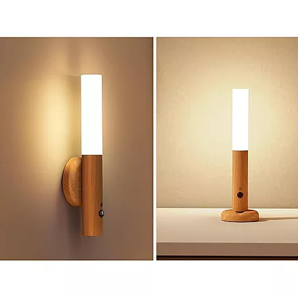 Magnētiska LED sienas lampa ar kustību sensoru, siltā gaisma, tumši brūna