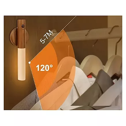 Magnētiska LED sienas lampa ar kustību sensoru, siltā gaisma, tumši brūna