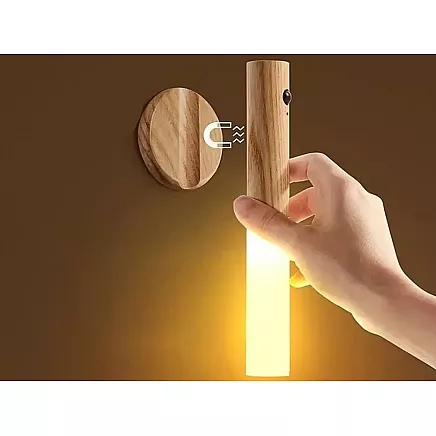 Magnētiska LED sienas lampa ar kustību sensoru, siltā gaisma, tumši brūna
