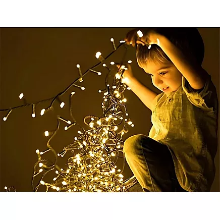 Ziemassvētku eglīšu gaismas iekštelpās balta silta 500 LED apgaismojums 7 programmas