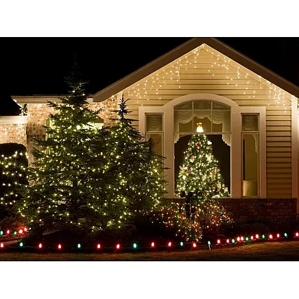 Ziemassvētku eglīšu gaismas iekštelpās balta silta 500 LED apgaismojums 7 programmas