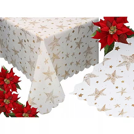 Christmas tablecloth christmas white stars snowflakes 140x220cm