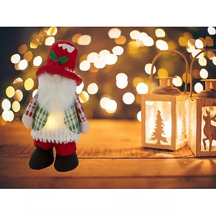 Ziemassvētku Rūķis ar LED Apgaismojumu, 30 cm