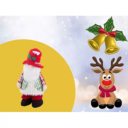 Ziemassvētku Rūķis ar LED Apgaismojumu, 30 cm