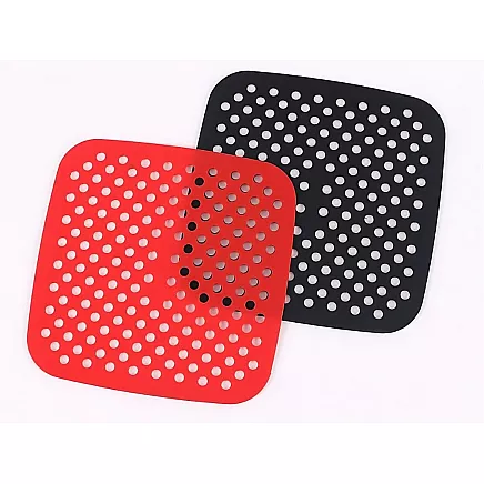 Silikona ieliktnis air fryer fritēšanai, kvadrātveida, 21 cm, sarkans vai melns