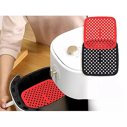 Silikona ieliktnis air fryer fritēšanai, kvadrātveida, 21 cm, sarkans vai melns